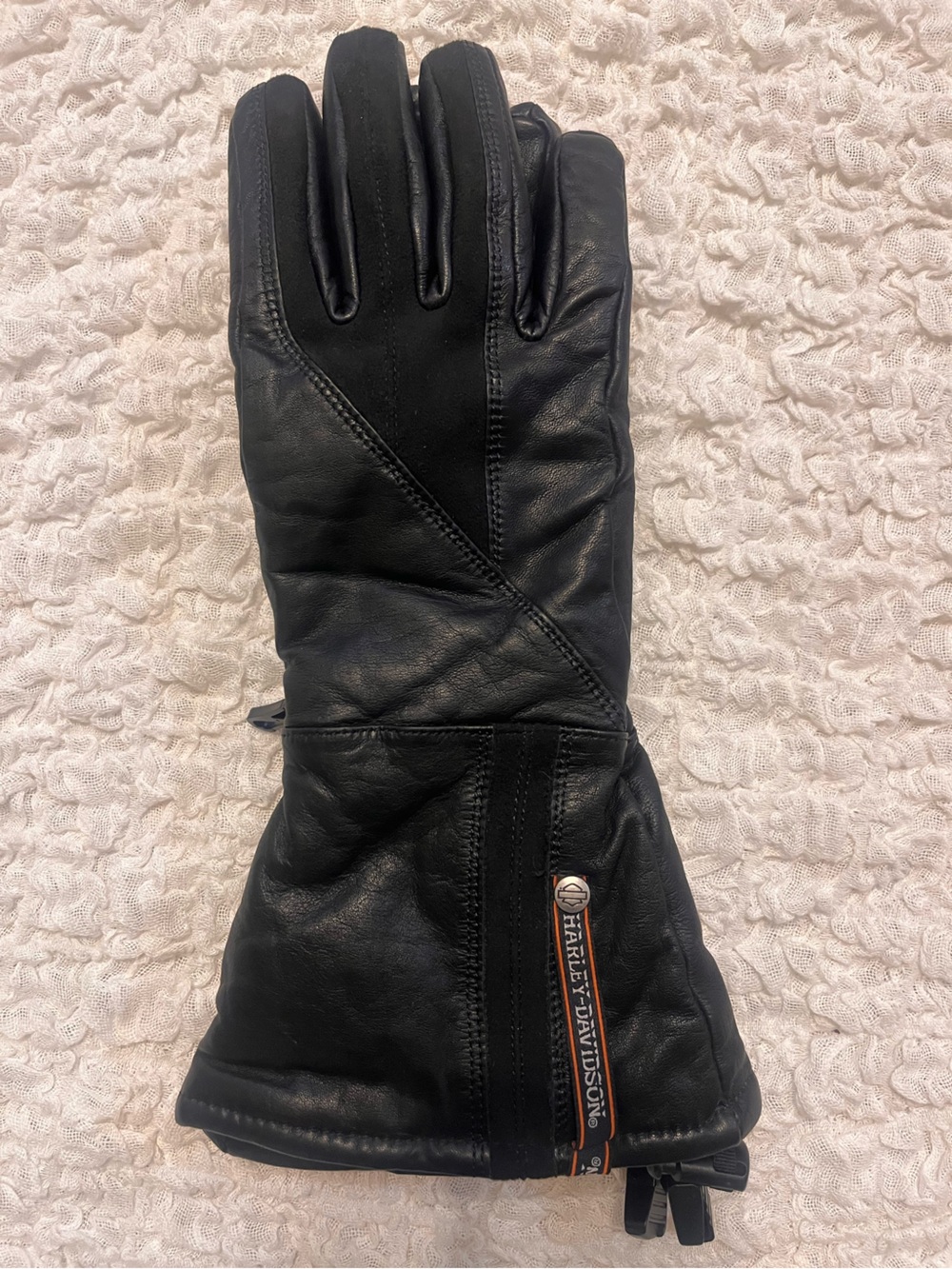 Harley-Davidson Gage Gauntlet Black Leather Riding Gloves - Picture 6 of 6